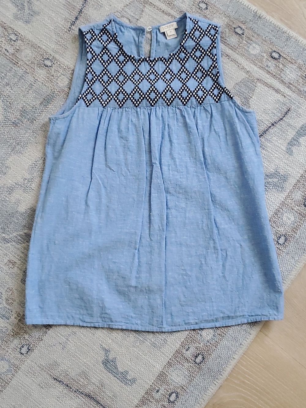 J. Crew Linen Cotton Embroidered Shift Tank Sz00